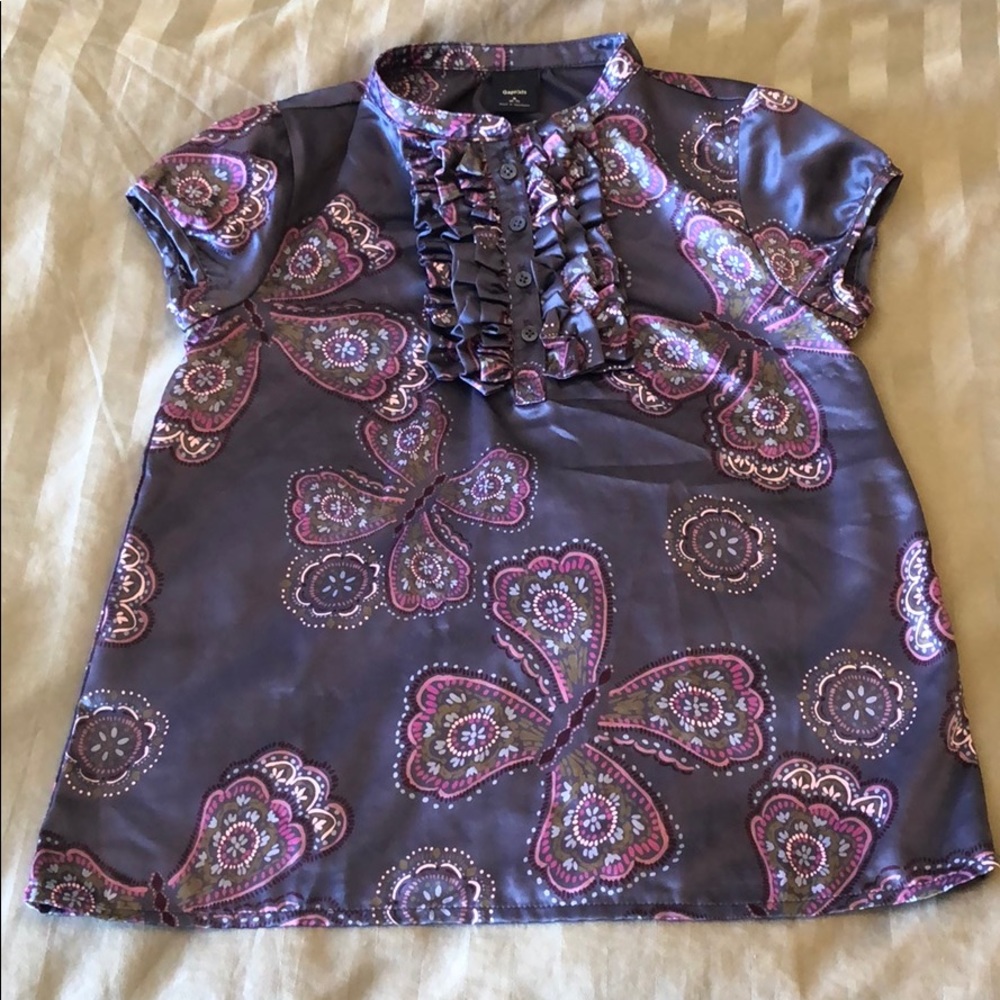 GAP Kids grey/purple dress shirt - size 6/7